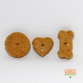 medium treats in everyday shapes: circle, heart, bone